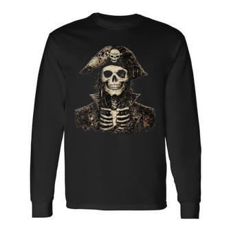 Esqueleto PirataCapitán Gótico De Calavera Camiseta de manga larga - Regaloses