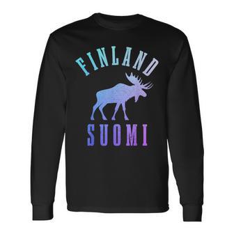 Finnlanduomi Elch Finnischer Finneisuouvenirintage Langarmshirts - Geschenkecke