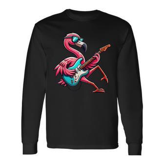 Flamants Avec Guitare Électrique T-shirt à manches longues - Cadeauxyz
