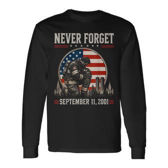Never Forget September 11 2001 Usa Flag Memorial Day Long Sleeve T-Shirt - Thegiftio UK