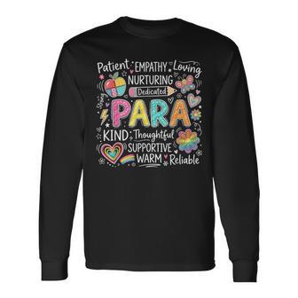 Fun Para Paraprofessional First Day Paraeducator Long Sleeve T-Shirt - Thegiftio UK