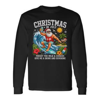 Christmas In July Hawaiian Santa Beach Graphic Long Sleeve T-Shirt | Seseable UK