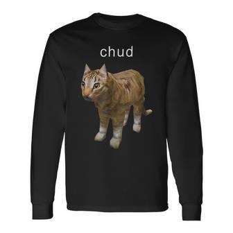 Chud Low Poly Cat Retro 90S Gaming Meme Long Sleeve T-Shirt - Monsterry