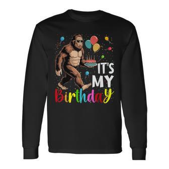It's My Birthday Bigfoot Sasquatch Party Celebration Long Sleeve T-Shirt - Thegiftio UK