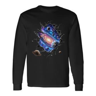 Galaxie-Portal In 3D Bunte Planeten Für Weltraumfreunde Langarmshirts - Geschenkecke
