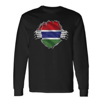 Gambia Bandierauper Gambia Africa Occidentale Country Roots Maglietta a maniche lunghe - Novitaregali