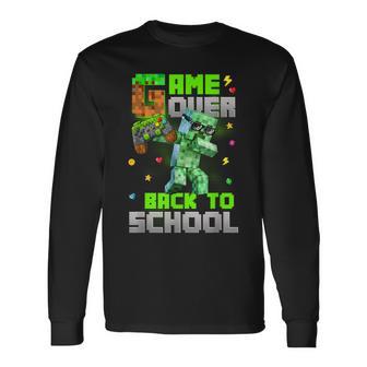 Game Over Back To School Bruh We Back Kids Boy Gaming Long Sleeve T-Shirt - Thegiftio UK