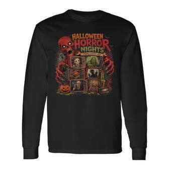 Halloween Horror Nights Retro 90S Tv Vhs Vintage Spooky Long Sleeve T-Shirt - Thegiftio UK