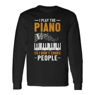 Hombre Pianista Y Teclista Amante De La Música Piano In Mangas Camiseta de manga larga - Regaloses