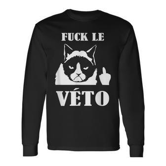 Homme Cadeau Chat Humour Rigolo Fuck Catétérinaire T-shirt à manches longues - Cadeauxyz