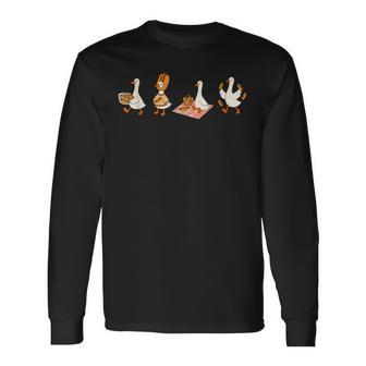 Hot Dog Lover Goose Foodie Hot Dog Meme Long Sleeve T-Shirt | Seseable UK