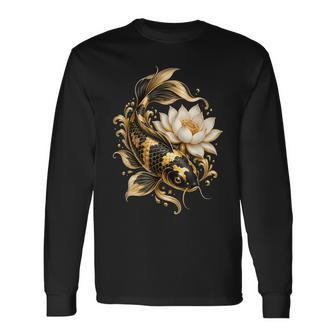 Illustration D'art Aquatique De Carpe Ornementale De Poissons Koï T-shirt à manches longues - Cadeauxyz