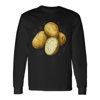 Illustration Motif Pomme De Terre Et Légumes T-shirt à manches longues - Cadeauxyz