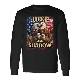 Jackie And Shadow Bald Eagle On Us American Flag Long Sleeve T-Shirt - Thegiftio UK