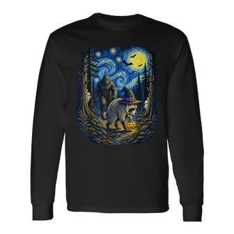 Jimothy Raccoon Bigfoot Boo Pumpkin Van Gogh Halloween Long Sleeve T-Shirt | Seseable UK