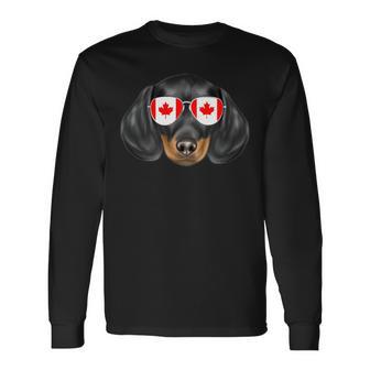 Kanadische Flaggechwarzer Dackel Hund Kanada Tasche Langarmshirts - Geschenkecke