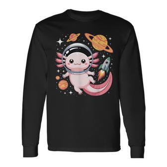 Kawaii Axolotl Astronauta Lindo Axolotls Planetas Espacio Camiseta de manga larga - Regaloses