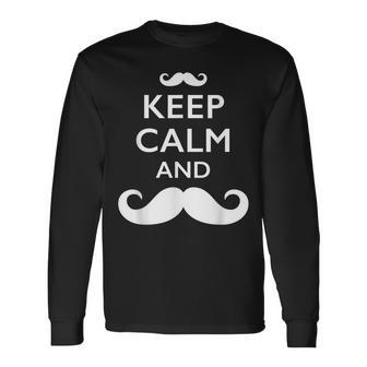 Keep Calm And Mustache On Long Sleeve T-Shirt - Thegiftio UK