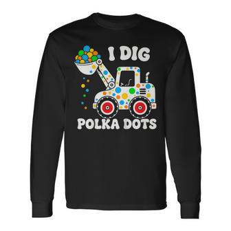 Kids Dot Day Dig Polka Tractor Colorful Polka Dot Toddler Boy Kid Long Sleeve T-Shirt | Seseable UK