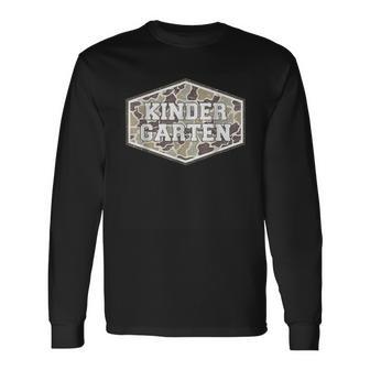 Kindergarten Retro Camo Back To School Long Sleeve T-Shirt - Thegiftio UK