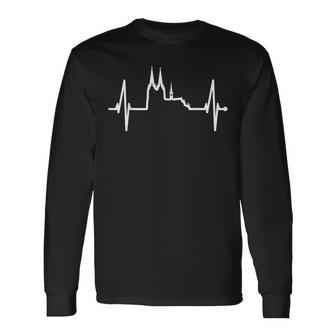Kölnkyline Herzschlag Fan Herz Dom Ich Liebe Kölsch Kölner Langarmshirts - Geschenkecke