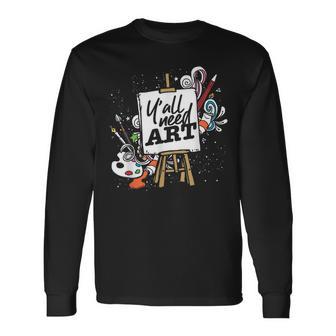 Kunstchule Pinsel Zeichnen Geschenk Lustiges Künstler Langarmshirts - Geschenkecke
