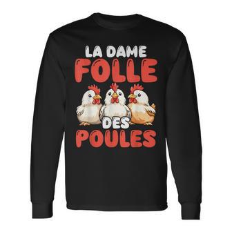 La Dame Folle Des Poules Amoureux Éleveur Ferme T-shirt à manches longues - Cadeauxyz