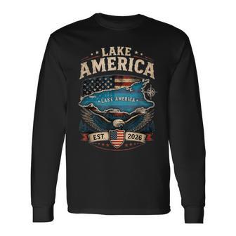 Lake America Bald Eagle Us Vintage Patriotic Pro Trump Long Sleeve T-Shirt | Seseable UK