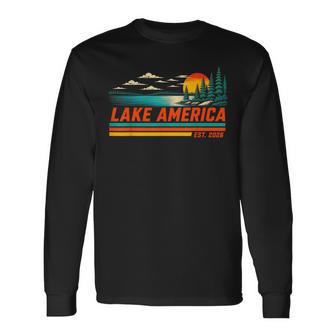 Lake America Est 2026 Retro Vintage Long Sleeve T-Shirt | Seseable UK