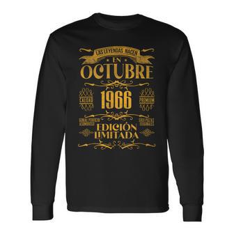 Las Leyendas Nacen En Octubre De 1966 58 Años Cumpleaños Camiseta de manga larga - Regaloses