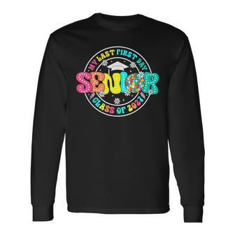 My Last First Day Senior Class Of 2027 Graduation 27 Retro Long Sleeve T-Shirt - Monsterry DE