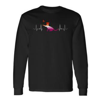 Latido Lesbiano Amor Gato Y Mariposa Orgullo Camiseta de manga larga - Regaloses