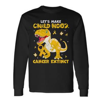 Let's Make Childhood Cancer Extinct Cute Yellow Dinosaur Kid Long Sleeve T-Shirt | Seseable UK