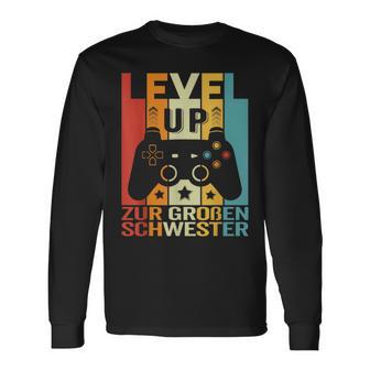 Level Up Zur Großenchwester Zur Geburt Lustiges Gamer Langarmshirts - Geschenkecke