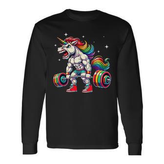 Licorne Haltérophilie Deadlift Fitness Gym Entraînement Entraînement T-shirt à manches longues - Cadeauxyz