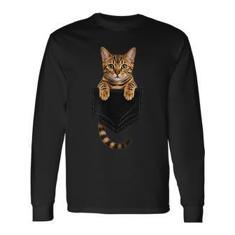 Lindo Diseño Gráfico De Gatito De Bolsillo Para Amantes De Los Gatos Camiseta de manga larga - Regaloses