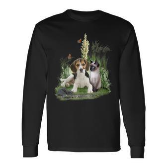Lindo Especial -Perrito -Gatitos Y Mariposas Camiseta de manga larga - Regaloses