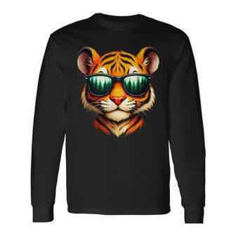 Lindo Tigre Con Gafas Deol Divertido Amante Del Tigre Gráfico Para Niños Camiseta de manga larga - Regaloses