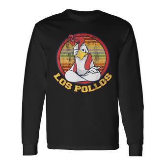 Los Pollos Poulet Rétrointage T-shirt à manches longues - Cadeauxyz