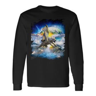 Loup Cavalier Galaxie Terre T-shirt à manches longues - Cadeauxyz