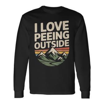 I Love Peeing Outside Mountain Scene Long Sleeve T-Shirt - Thegiftio UK