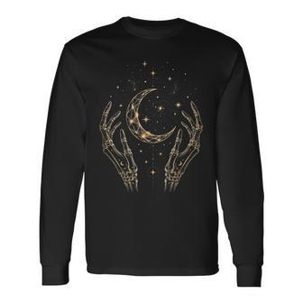 Luna Mística Con Manos Esqueléticas Estilo Góticointage In Mangas Camiseta de manga larga - Regaloses