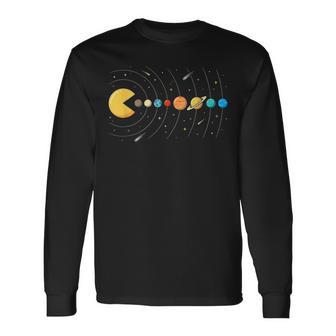 Lustigesonnensystem Planetenonne Astronomie Retro Gamer Langarmshirts - Geschenkecke