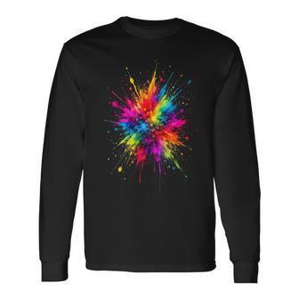 Mancha Pintura Colores Abstracto Camiseta de manga larga - Regaloses