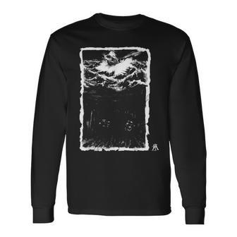 Mar Tormenta Deep Arte Kim Diaz Holm Tinta Horror Cthulhu Camiseta de manga larga - Regaloses