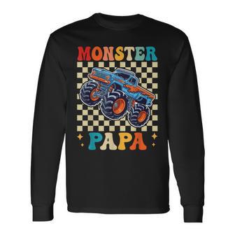 Monster Truck Papa Family Matching Monster Trucks Birthday Long Sleeve T-Shirt - Thegiftio UK