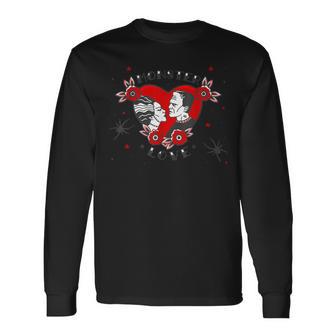 Monstruo Amor Rockabilly Frankensteinalentine Retro Tatuaje Camiseta de manga larga - Regaloses