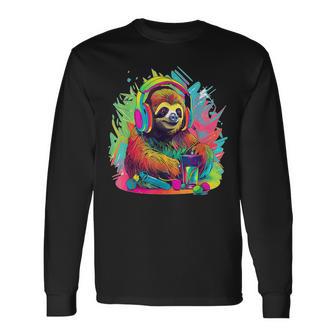 Musikliebhaber Faultier Techno Music Festival Edm Langarmshirts - Geschenkecke