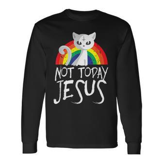 Nicht Heute Jesus Anti Christatan Katzen Atheist Langarmshirts - Geschenkecke