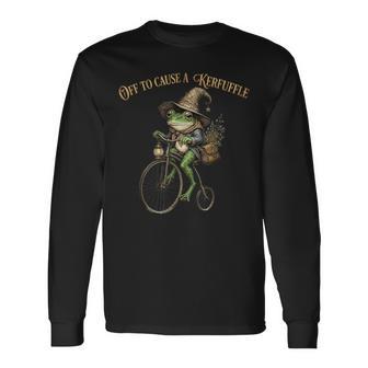 Off To Cause A Kerfuffle Witchy Frog Wizard Long Sleeve T-Shirt - Thegiftio UK